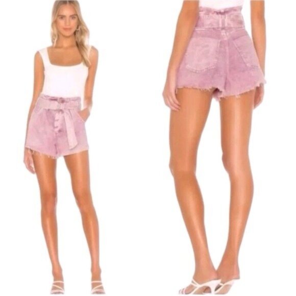 Free People‎ Pink Jean Shorts with Belt Sz Small - Picture 2 of 10